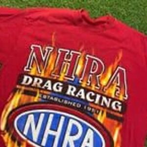 Vintage NHRA Drag Racing Flames T-Shirt Red Racing Tee Size‎ XL Style Y2K